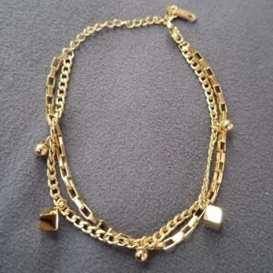 Pulsera doble cubos de oro