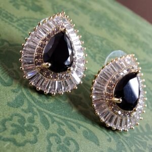 Pendientes Gota negra & circonio