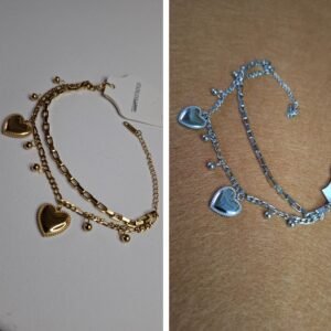 Pulsera doble Colgantes de corazones