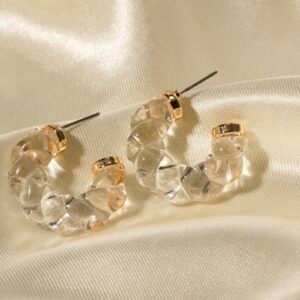 Pendientes Caracol transparente de acero inoxidable con caracol acrílico.