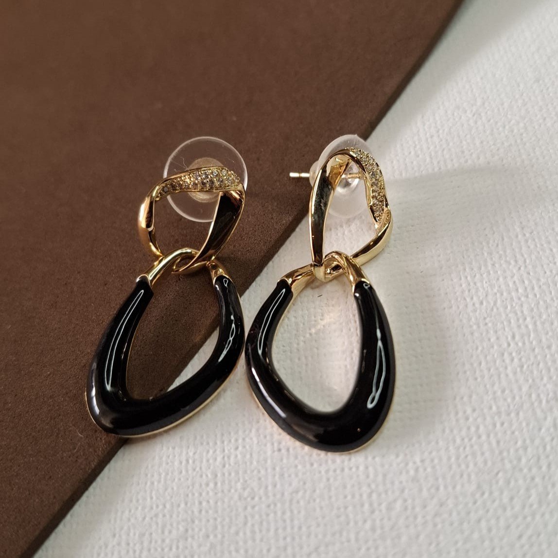Pendientes Oro libre & Negro - Imagen 2