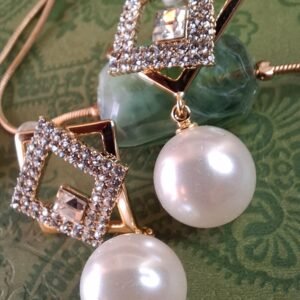 Pendientes Dos rombos & perla