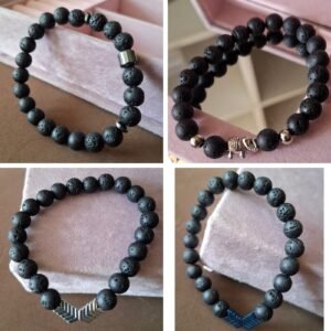 Pulseras "Volcánicas" con combinación de piedras naturales.