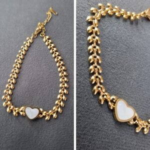 Pulsera: hojas de oro con corazon